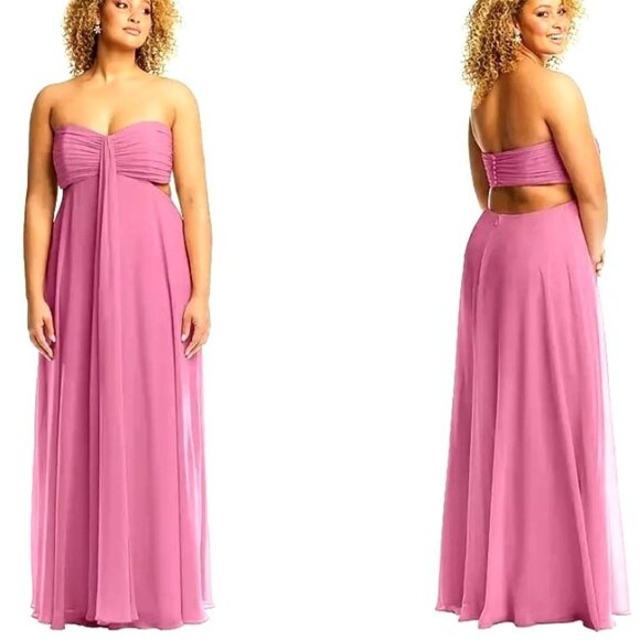 NEW Dessy Collection Neela Strapless Empire Waist Cutout‎ Dress, Orchid Pink, 14 - Picture 1 of 9
